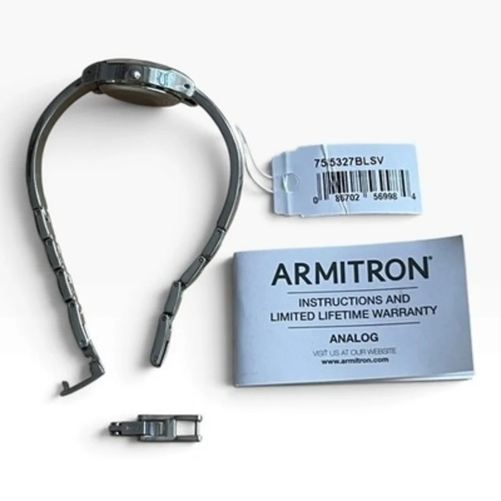 Armitron Womens Watch Genuine Diamond Blue Dial Silver Bangle Bracelet VG